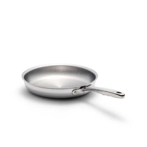 10-inch stainless steel fry pan with ergonomic handle, oven safe up to 500°