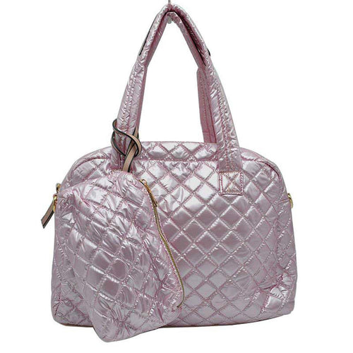 2-in-1 Large Quilted Tote Bag with Pouch