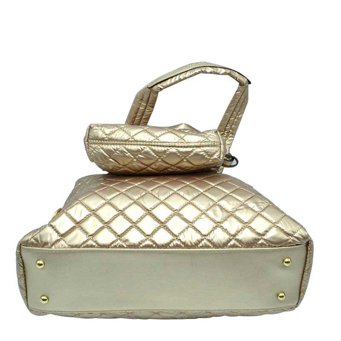 2-in-1 Large Quilted Tote Bag with Pouch