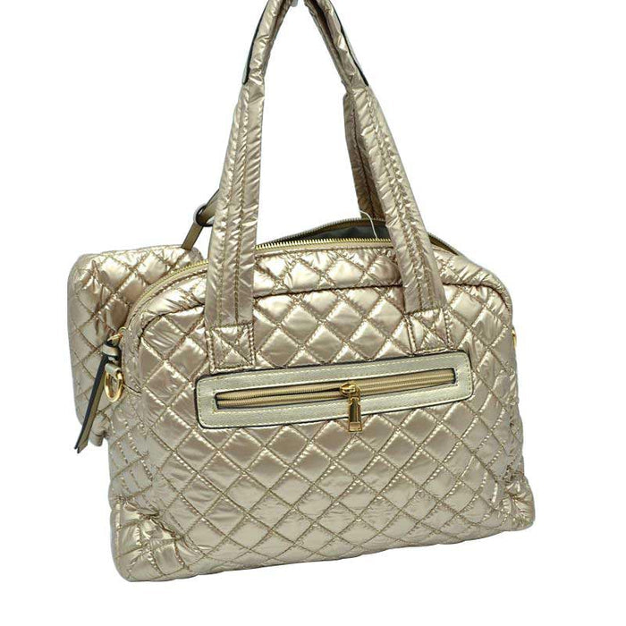 2-in-1 Large Quilted Tote Bag with Pouch