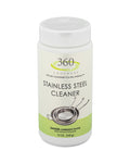 360 Stainless Steel Cleaner in a 12 oz container with a warning about corrosiveness