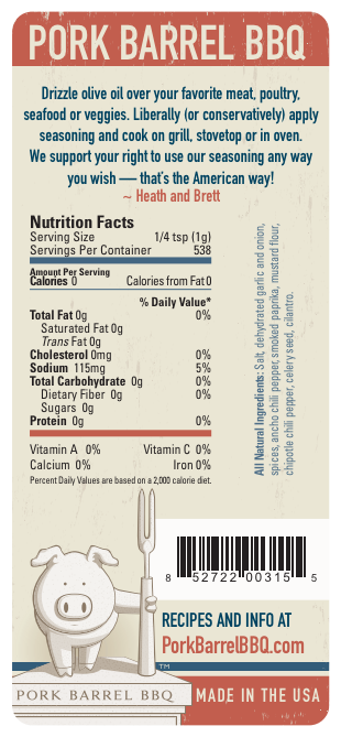 Pork Barrel BBQ All-American Spice Rub – 22 ounce Chef Shaker-Pork Barrel BBQ