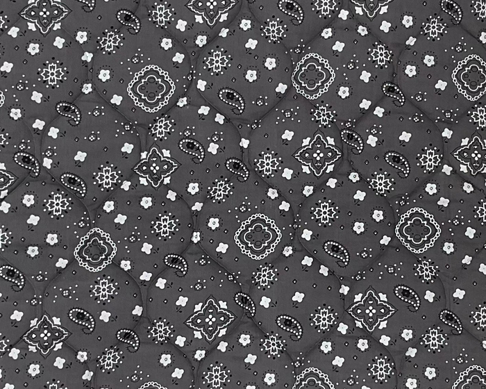 Grey cotton crate dog bed with a bandana pattern from fmsdogbeds, soft and comfortable for your pet's resting needs.