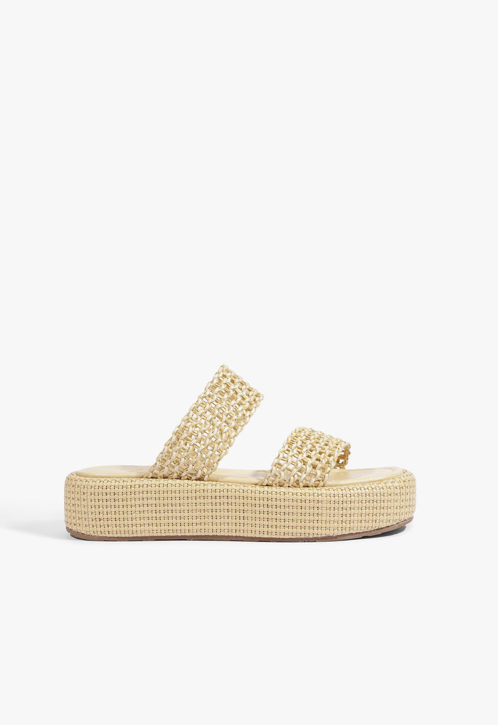 Aberdeen Flatform Sandal 5 Beige Synthetic - Schutz Shoes