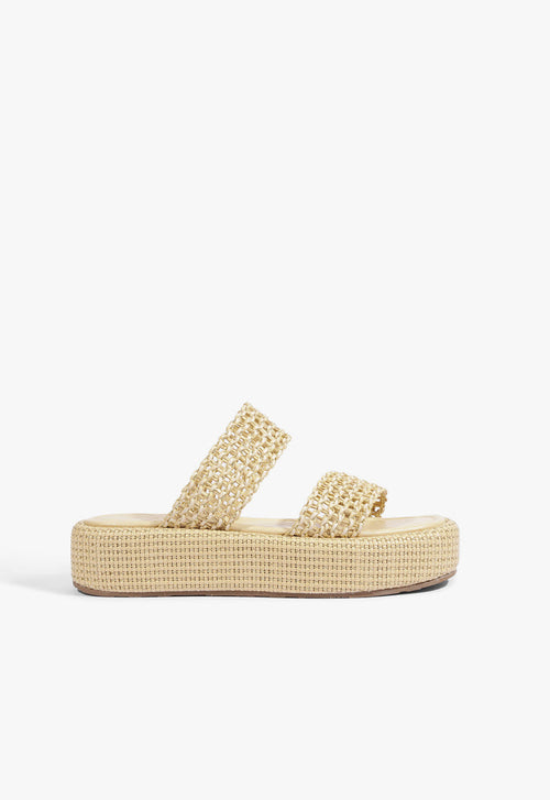 Aberdeen Flatform Sandal 5 Beige Synthetic - Schutz Shoes