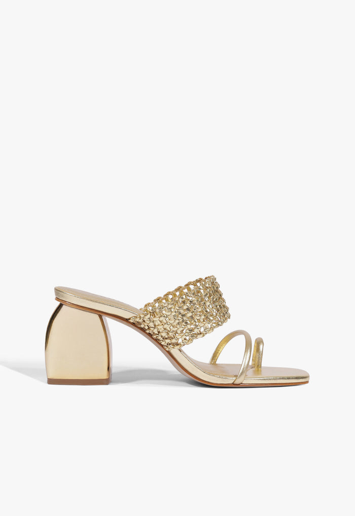 Aberdeen Mid Metallic Sandal 5 Gold Metallic Synthetic - Schutz Shoes