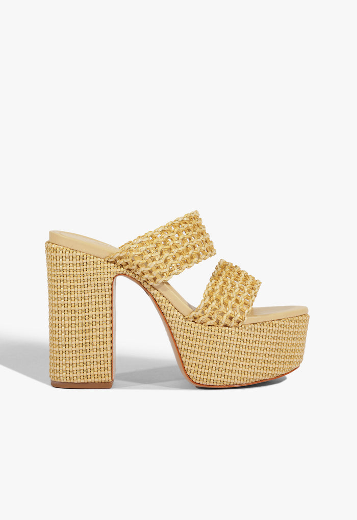 Aberdeen Platform Sandal 5 Beige Synthetic - Schutz Shoes