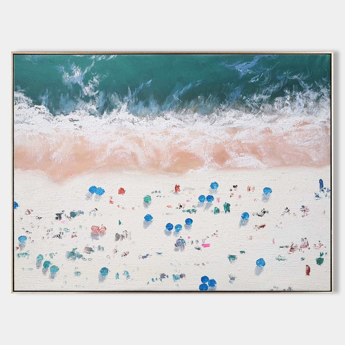 Modern Landscape Wall Art Crowded Beach Canvas Art Modern Landscape Wall Art Abstract Painting For Interior