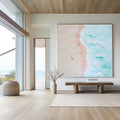 Oversize Windy Beach Canvas Art Abstract Coastal Acrylic Seascape Paintings Modern Landscape Wall Art Abstract Painting For Home Decor