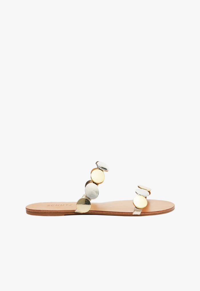 Acacia Platina Leather Sandal 5 Platina Metallic - Schutz Shoes