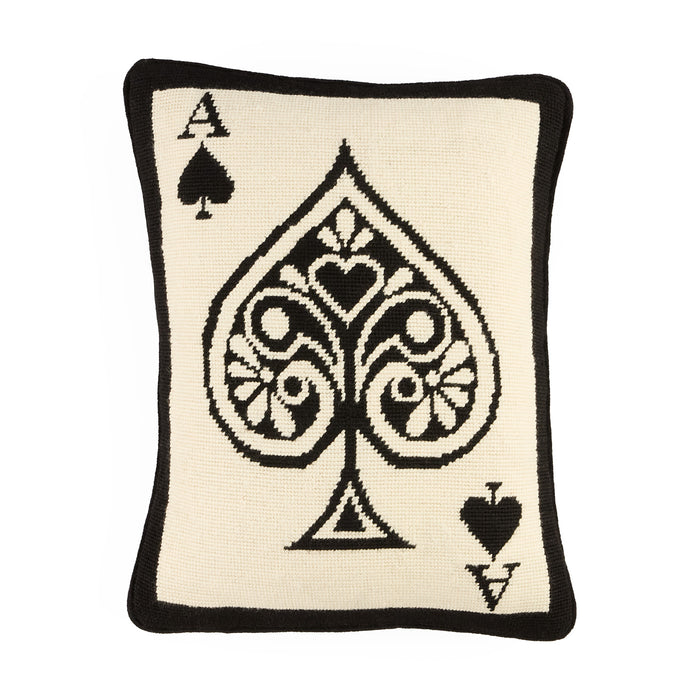 Ace Of Spades Needlepoint Pillow - front view
