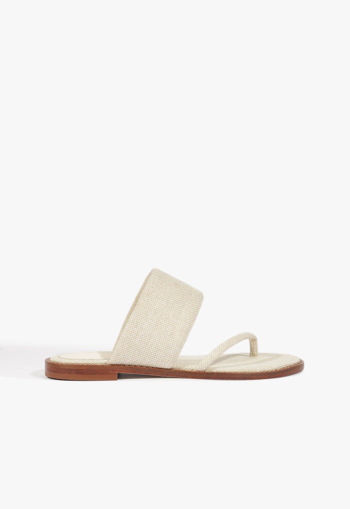 Alba Flat Sandal 5 Beige Fabric - Schutz Shoes
