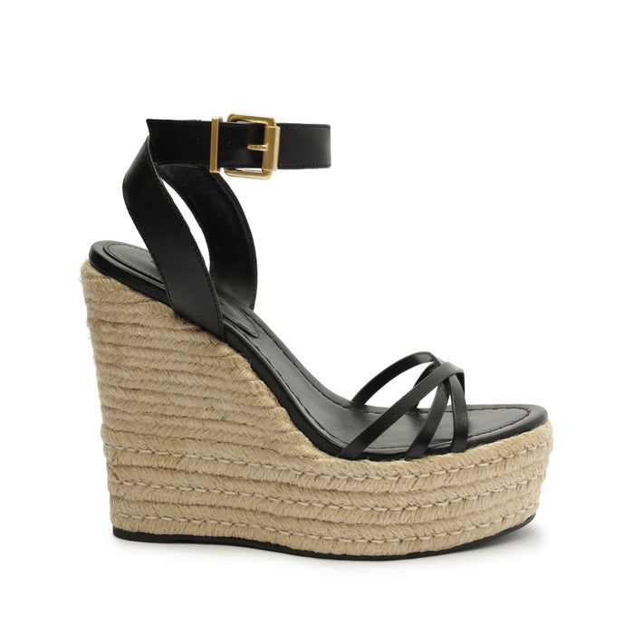 Alexandra Leather Sandal 5 Black Atanado Leather - Schutz Shoes