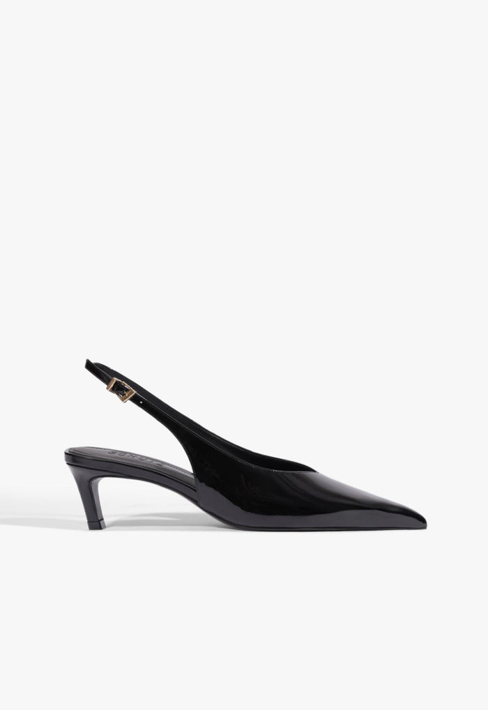 Alicia Sling Mid Patent Pump 5 Black Patent - Schutz Shoes