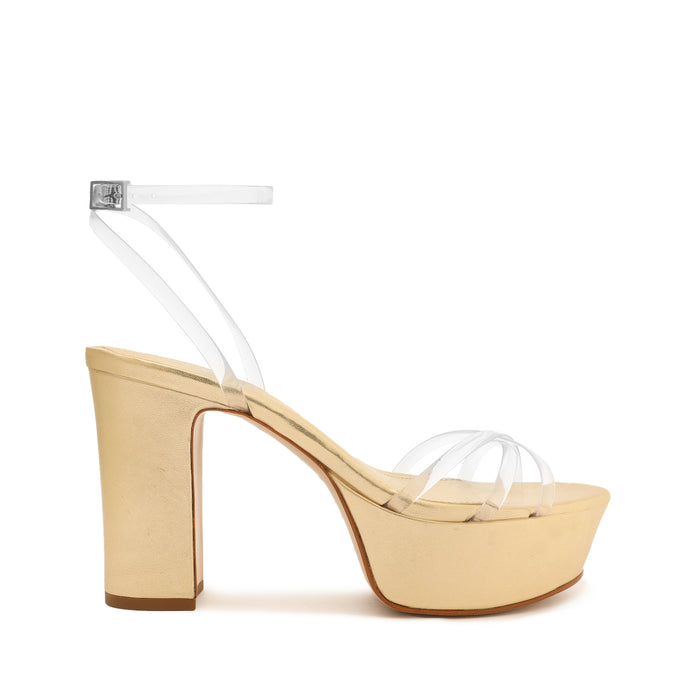 Amelia Platform Leather Sandal 5 Gold Leather - Schutz Shoes