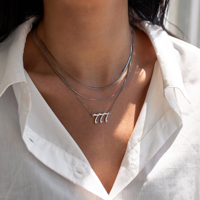 Angel Number Necklace Silver