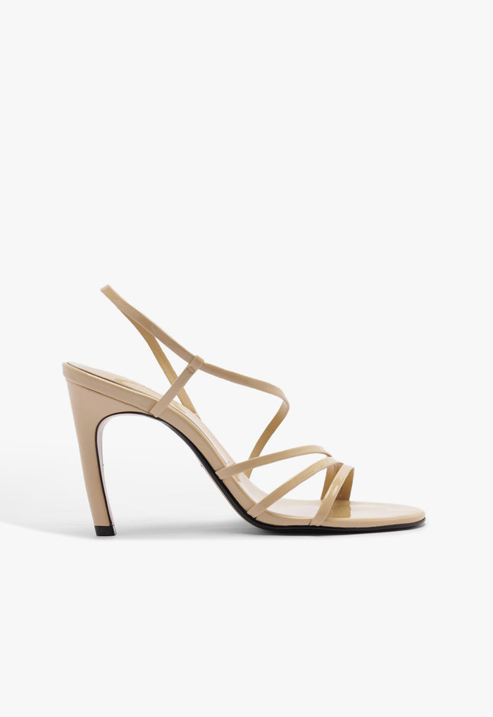 Annie Curve Patent Sandal 5 Buff Beige Patent - Schutz Shoes