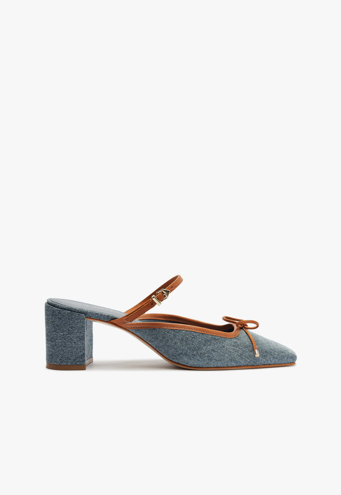 Arissa Block Pump 5 Blue Fabric - Schutz Shoes