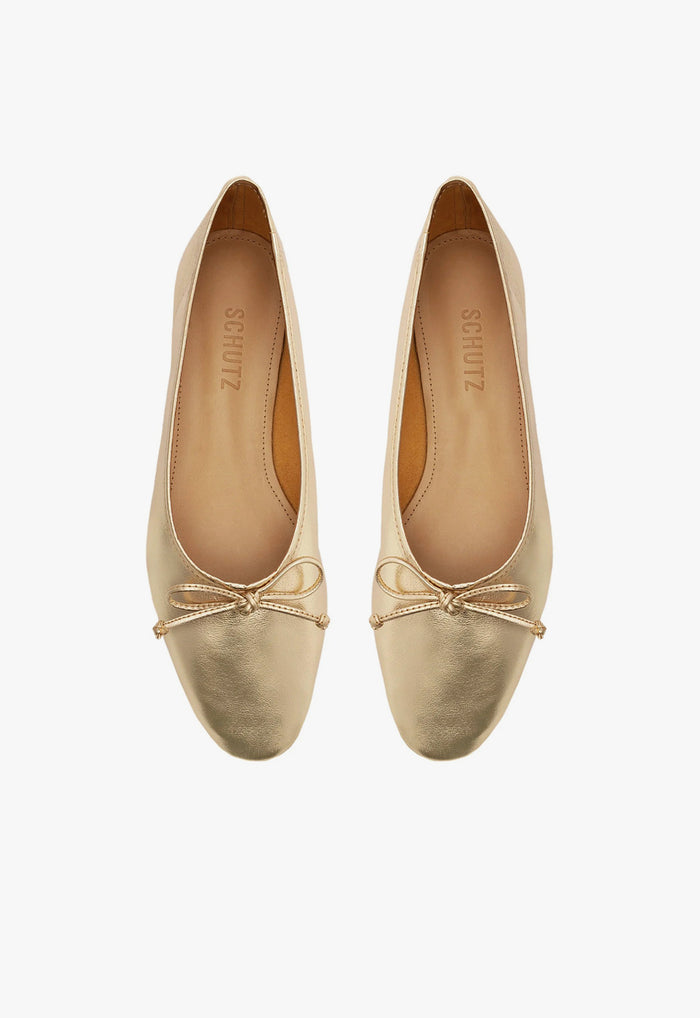 Arissa Gold Leather Ballet Flat - Schutz Shoes