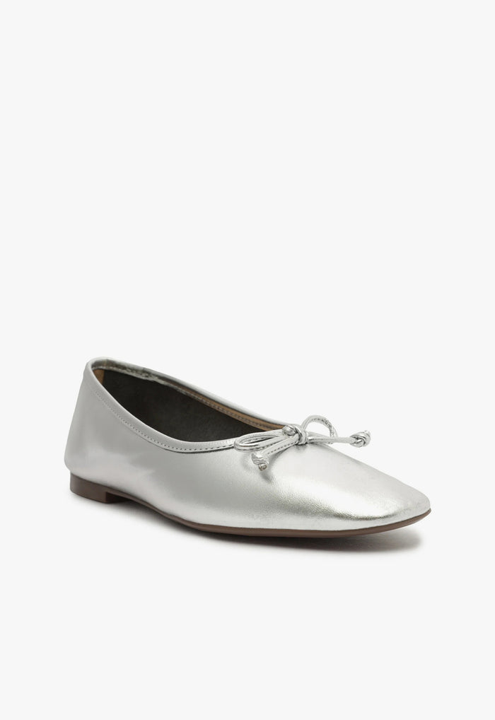 Arissa Silver Leather Ballet Flat - Schutz Shoes