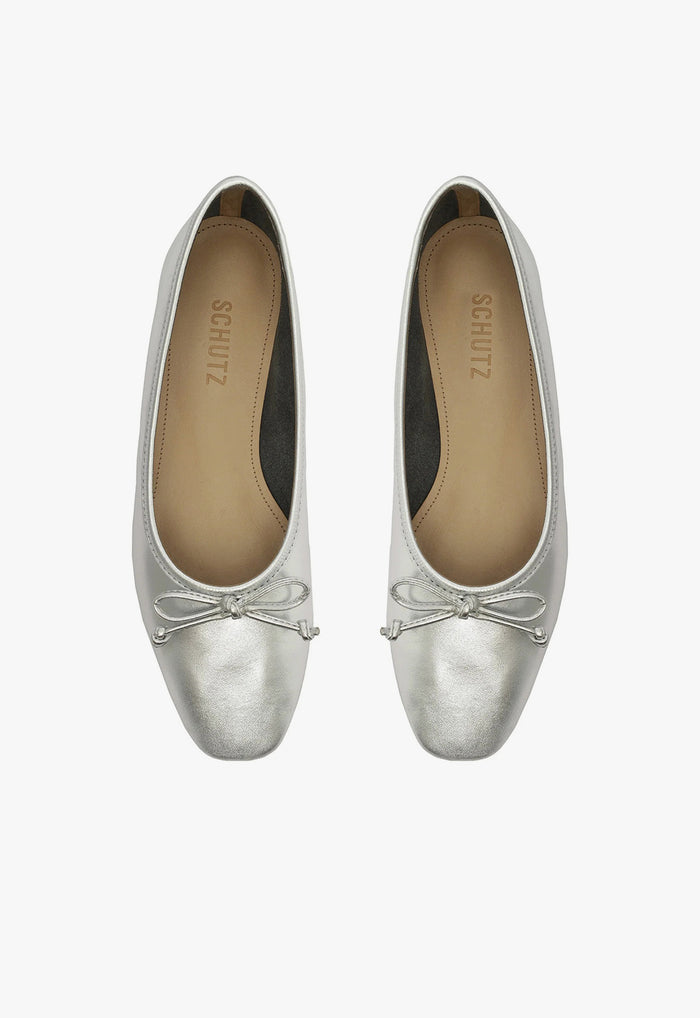 Arissa Silver Leather Ballet Flat - Schutz Shoes