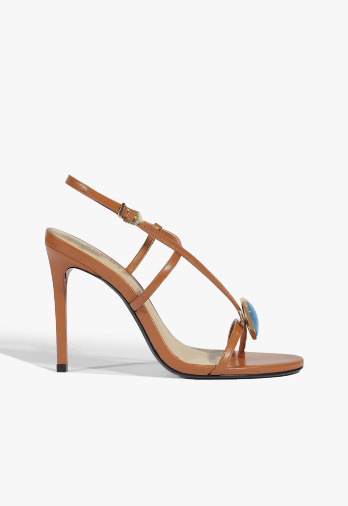 Azure Embellished Leather Sandal 5 Miele Leather - Schutz Shoes