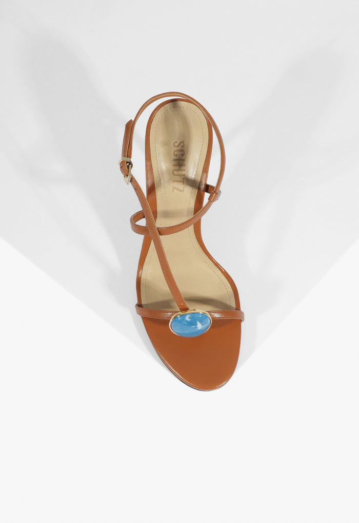Azure Embellished Leather Sandal - Schutz Shoes