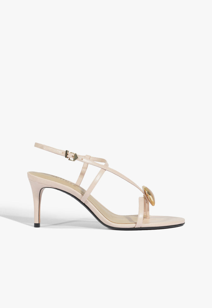 Azure Mid Embellished Leather Sandal 5 Cotton Candy Leather - Schutz Shoes