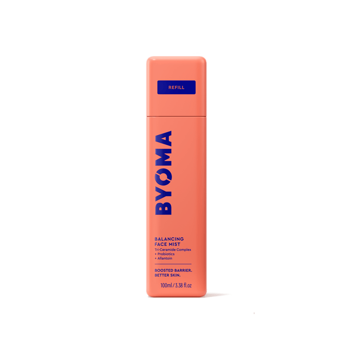 Refillable Byoma Balancing Face Mist bottle.