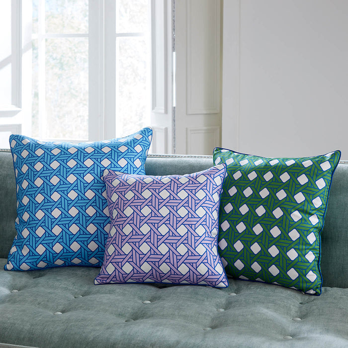 Basketweave Green Pillow - group view