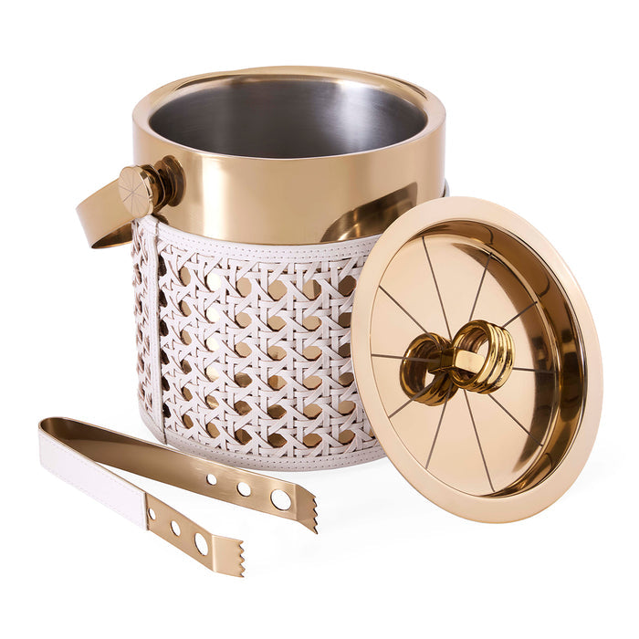 Basketweave Ice Bucket - opened view