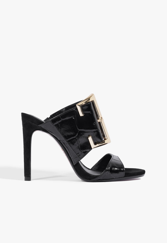 Beatrix Croc Sandal 5 Black Croc - Schutz Shoes
