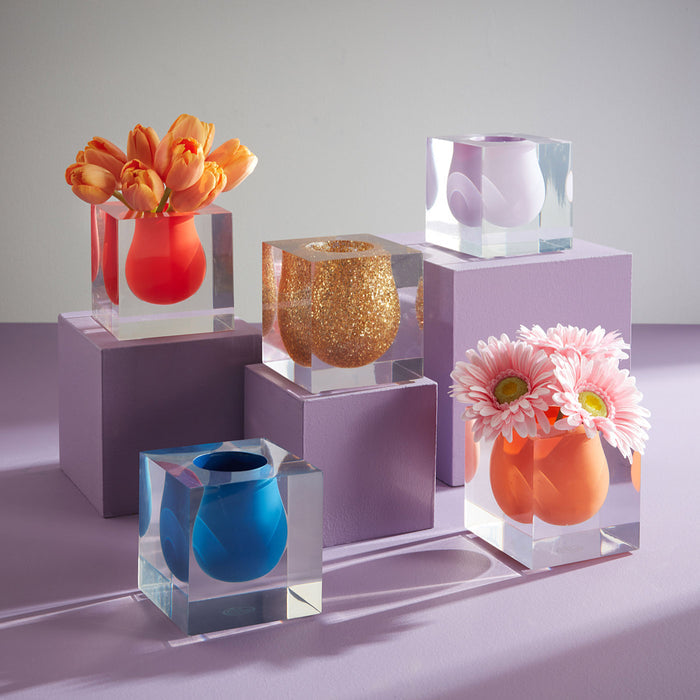 Bel Air Mini Scoop Vase - Glitter styled angle view