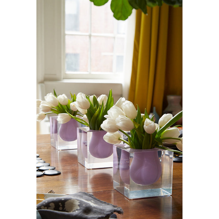 bel air mini scoop vase with flowers stacked books vignette - styled view