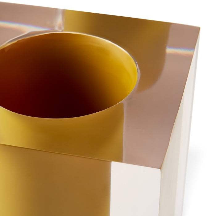 bel air test tube vase acrylic mustard yellow - detail view