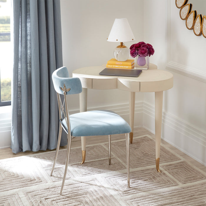 flow leather trefoil table rider dining chair belvedere vanity lamp - styled view