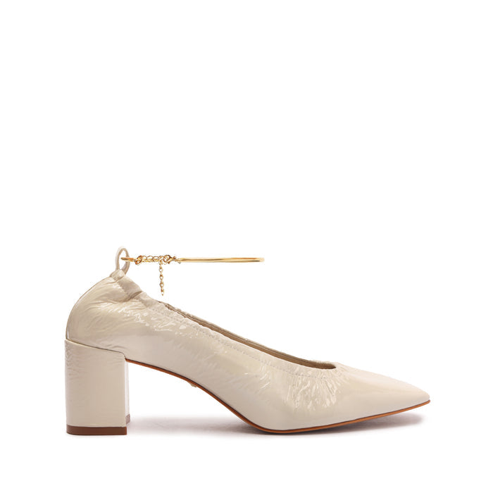 Bethany Mid Block Leather Pump 5 Pearl Deluxe Leather - Schutz Shoes