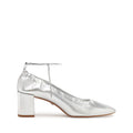 Bethany Mid Block Leather Pump 5 Silver Metallic Leather - Schutz Shoes