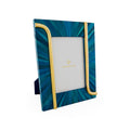 Blue and gold photo frame on a white background