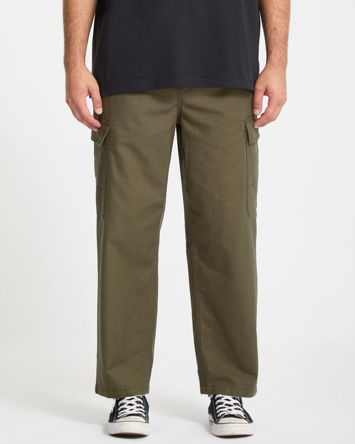Billow Tapered Elasticated Waist Cargo - Sage Leaf