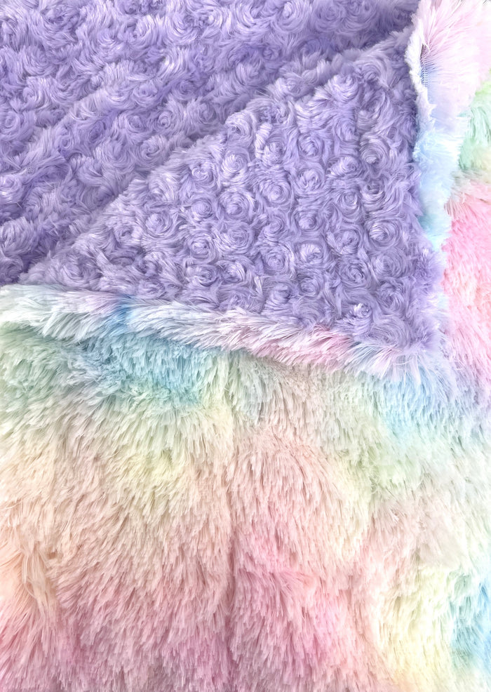 Pastel Tie Dye Minky W/ lilac rose minky back