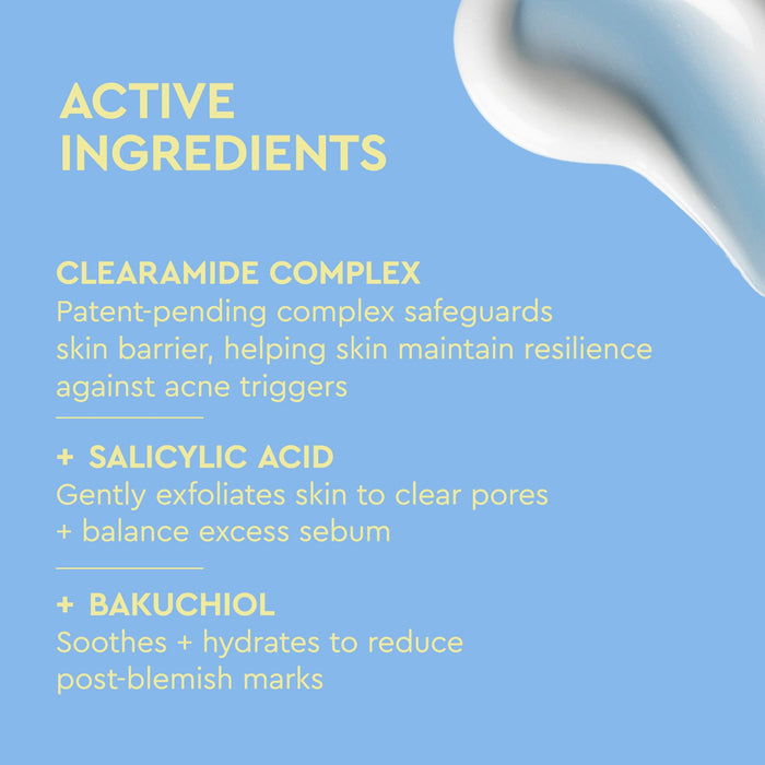 Product packaging with active ingredients listed on a blue background