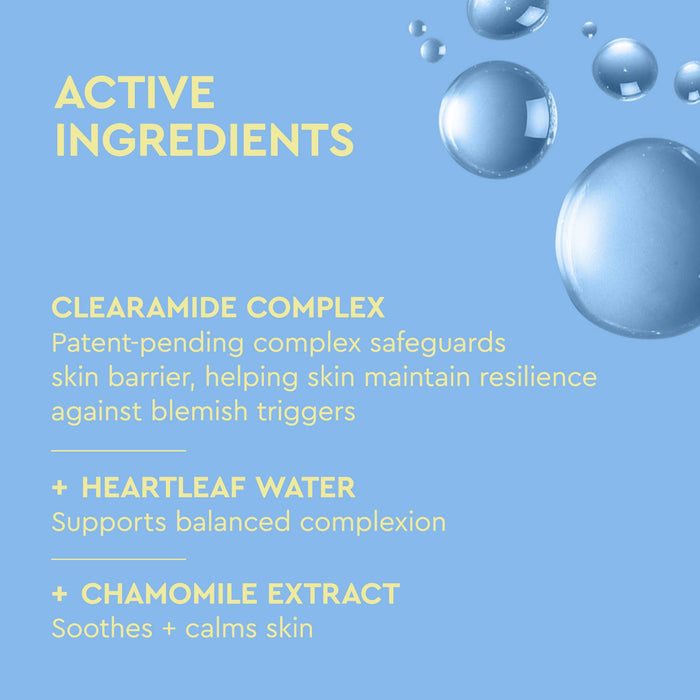 Product label with active ingredients on a blue background