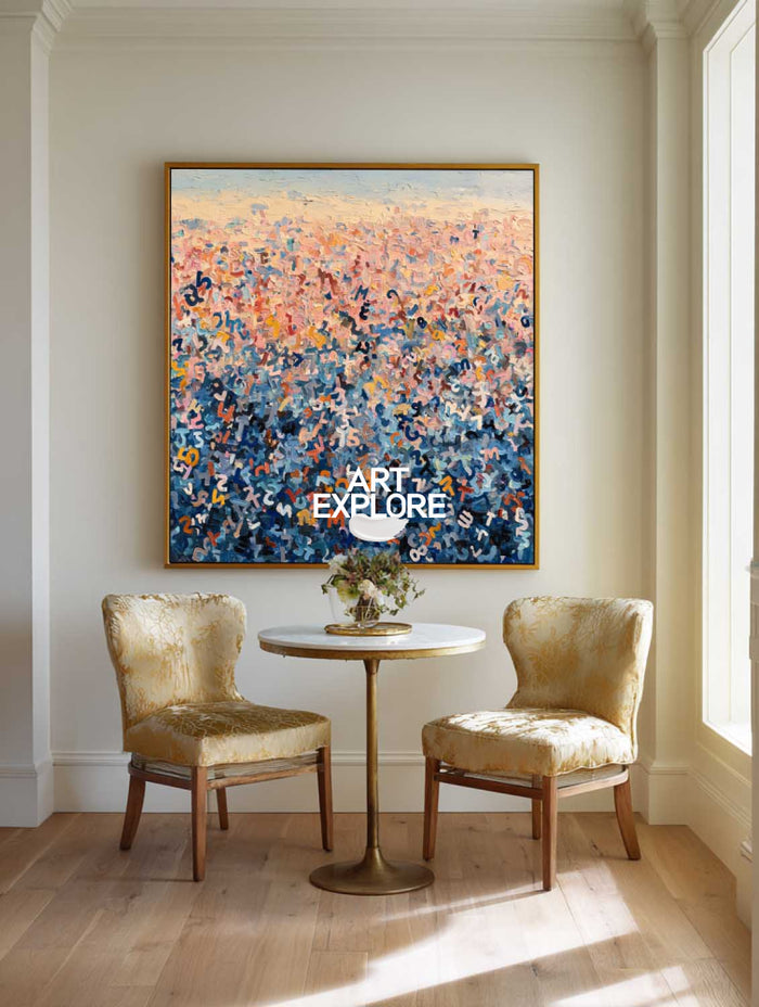 Bespoke Blue Textural Wall Art - Custom Large Original Painting