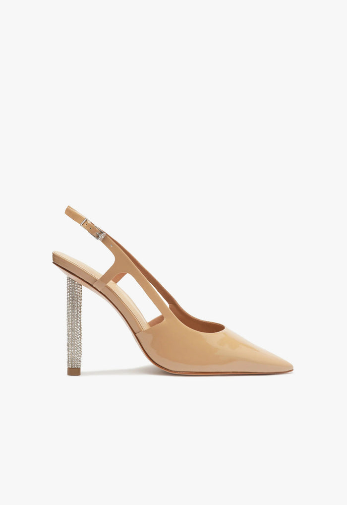 Boris Glam Pin Heel Pump 5 True Beige Patent Leather - Schutz Shoes