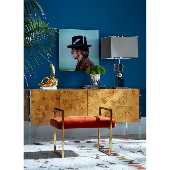 botanist snake and apple bowl bond credenza beaumong bench - styled view