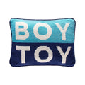 Boy Toy Needlepoint Pillow - front view