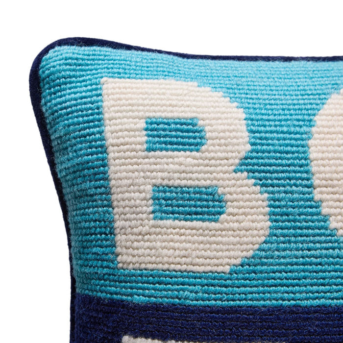 Boy Toy Needlepoint Pillow - needle point details view