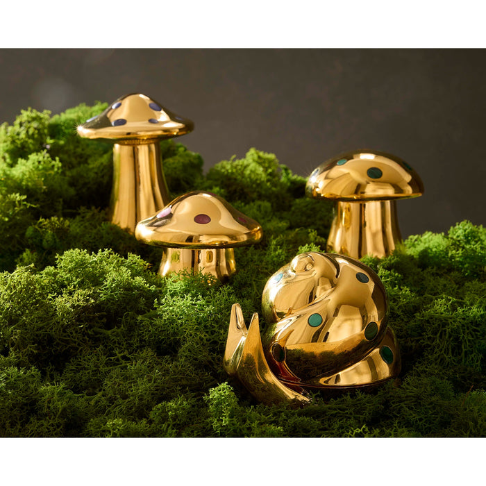 Brass Mushroom Small Boxes with Brass Snail Ice Bucket - styled view
