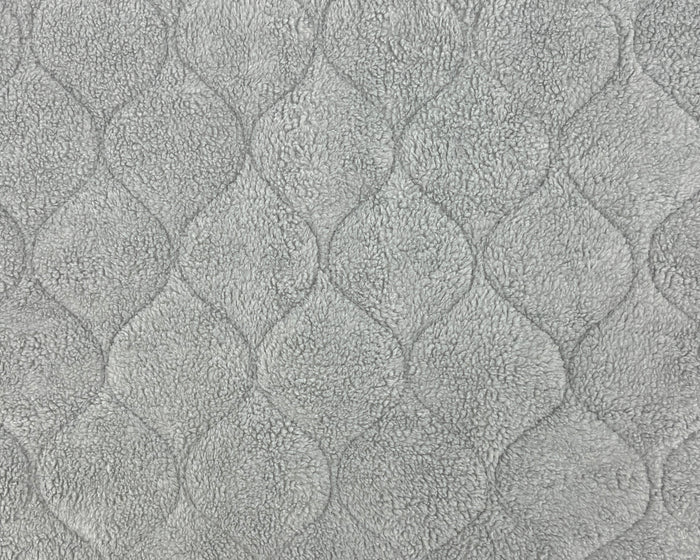 Light grey Berber dog bed by fmsdogbeds with plush, textured fabric for cozy, comfortable pet relaxation.
